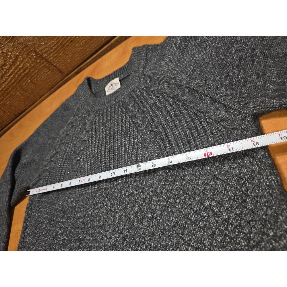 St Johns Bay Womens Gray Metallic Cable Knit Crewneck Sweater Honeycomb Size M - Picture 5 of 6